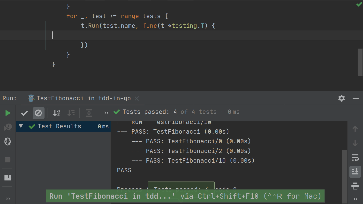 TDD in GoLand - 05 - Run tests without code