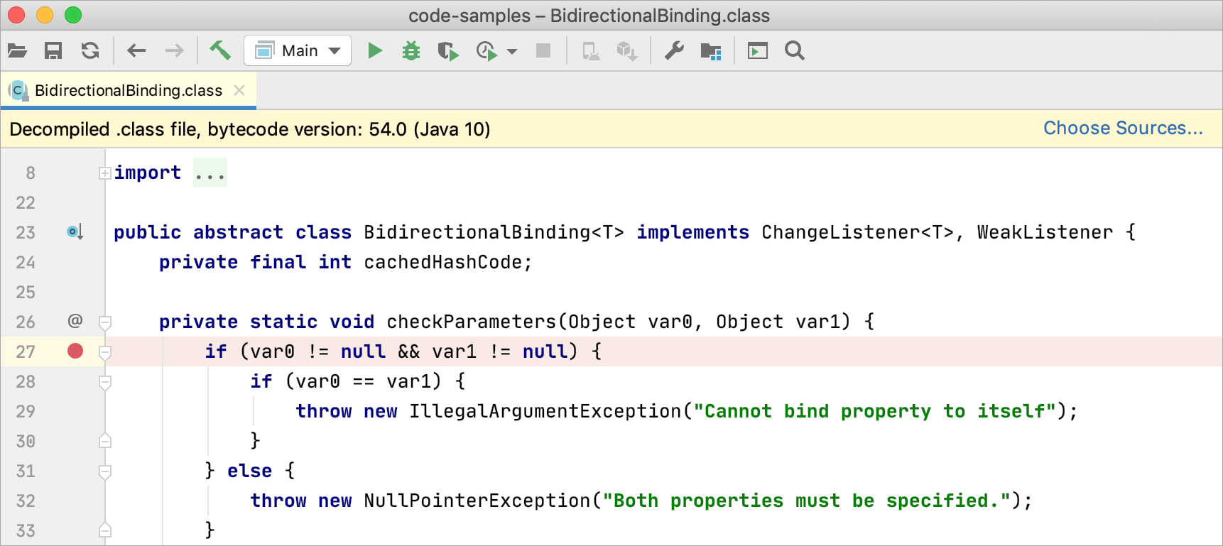 Java decompile class. Java bytecode. Java properties.