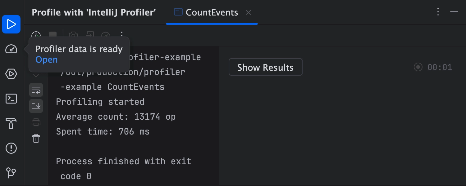 Profiler data is ready in IntelliJ Profiler