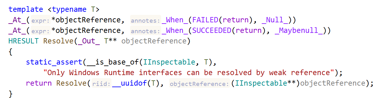 Parameter name hints in dependent code