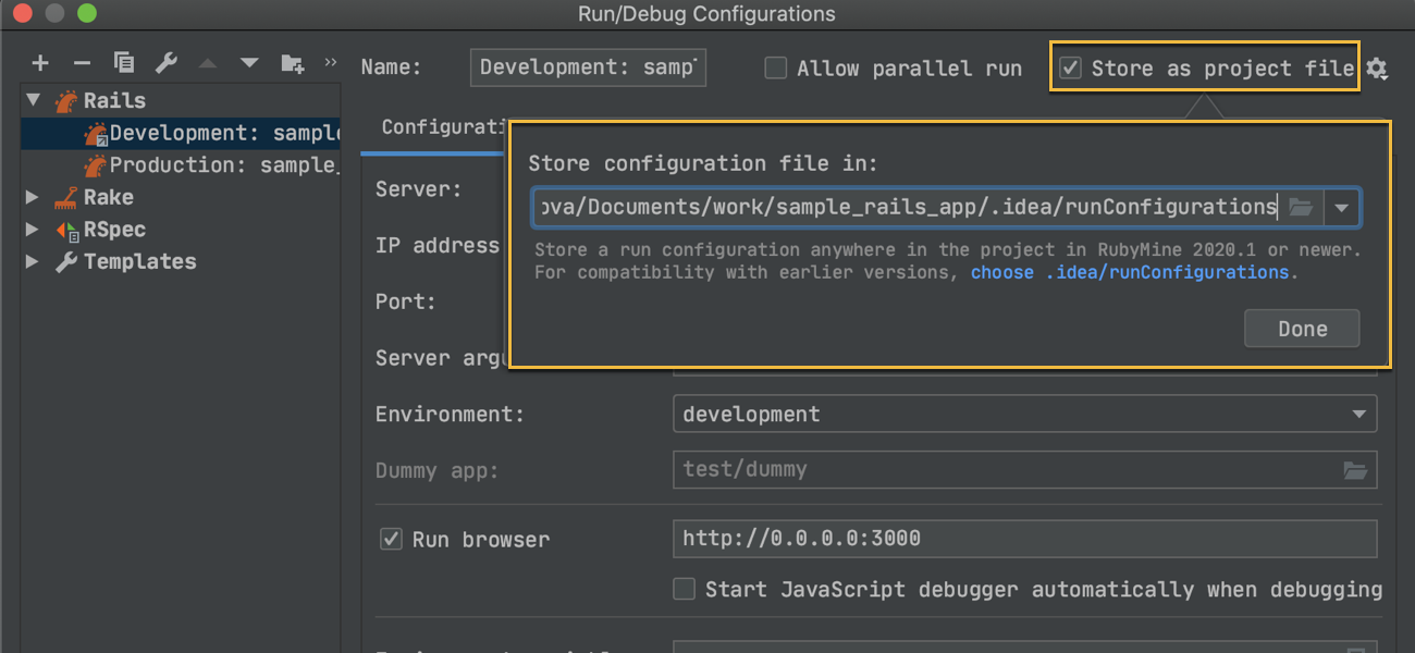 Sharing run configurations