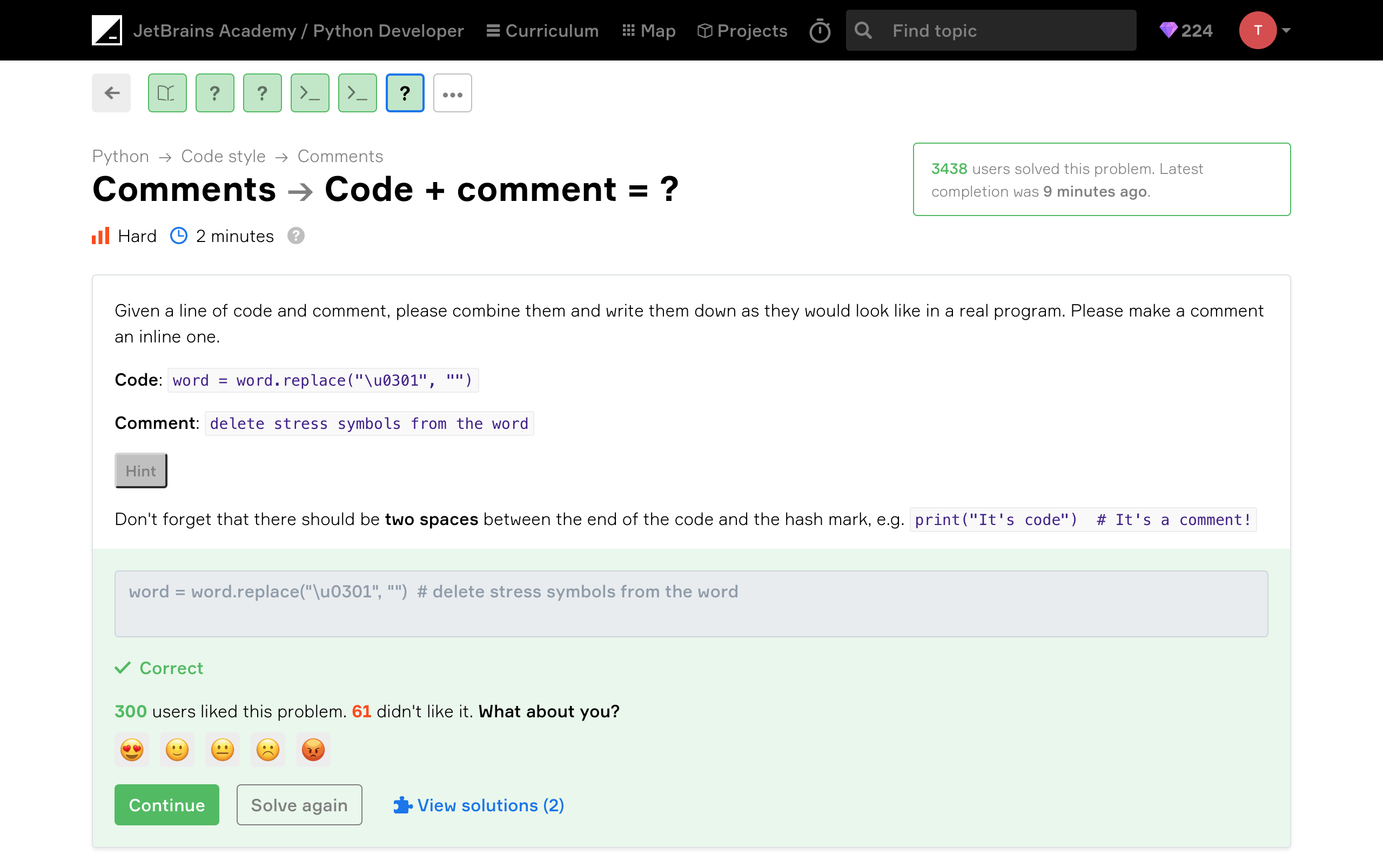 Code + comment = ? – Comments – JetBrains Academy