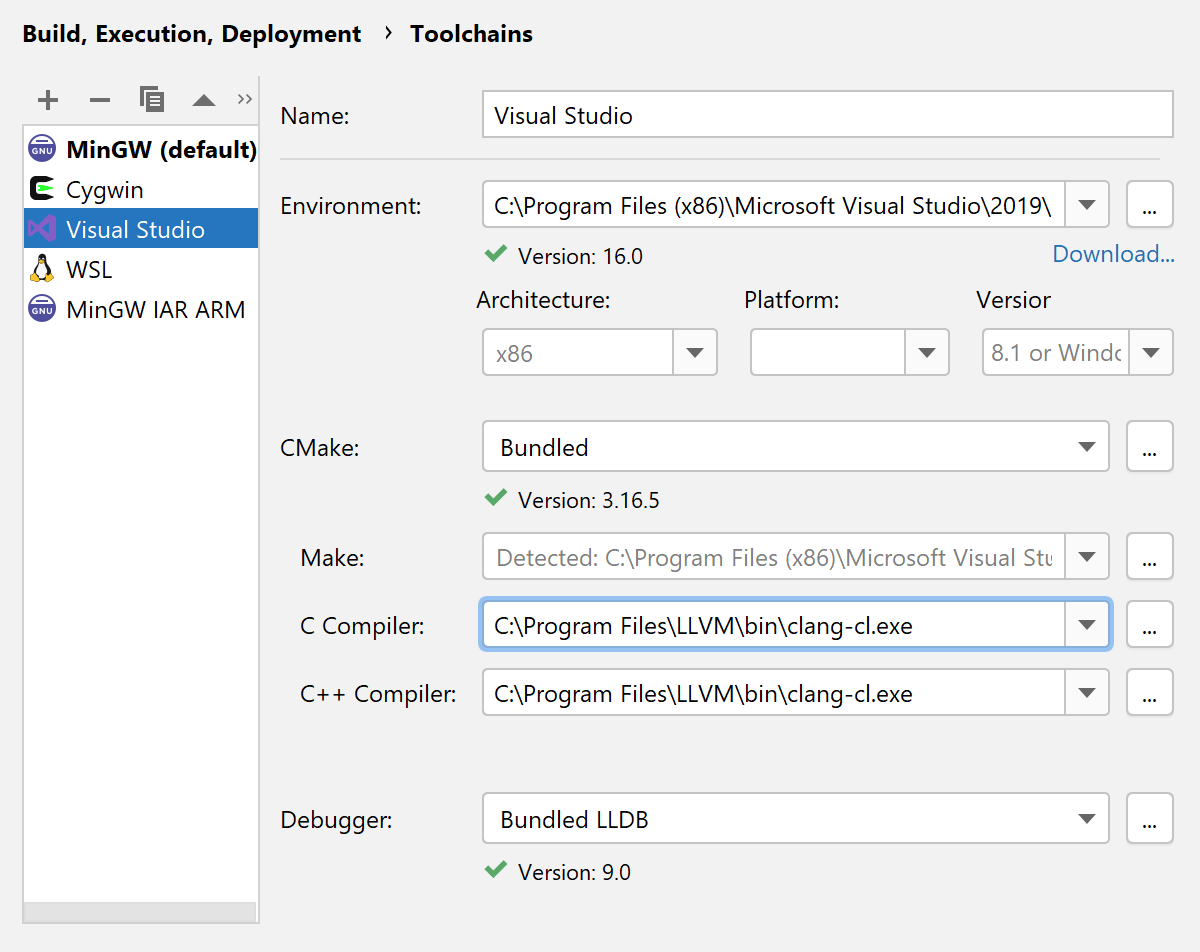 Prise en charge Clang-cl