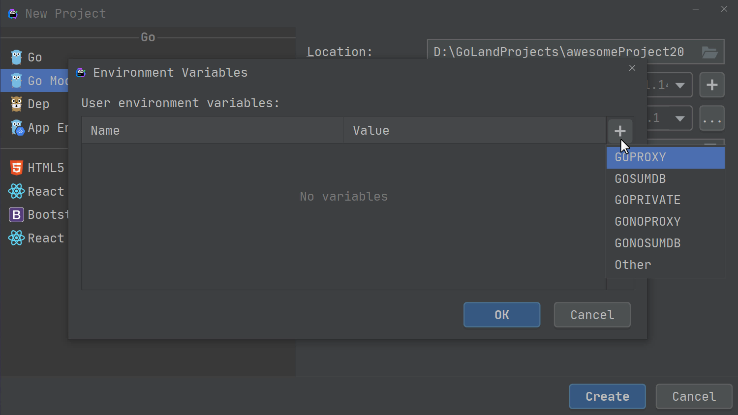 Configure Go Environment Variables in Go Modules