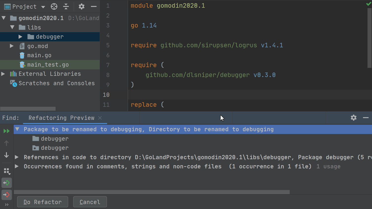 Rename and Move Refactoring are aware replace statements