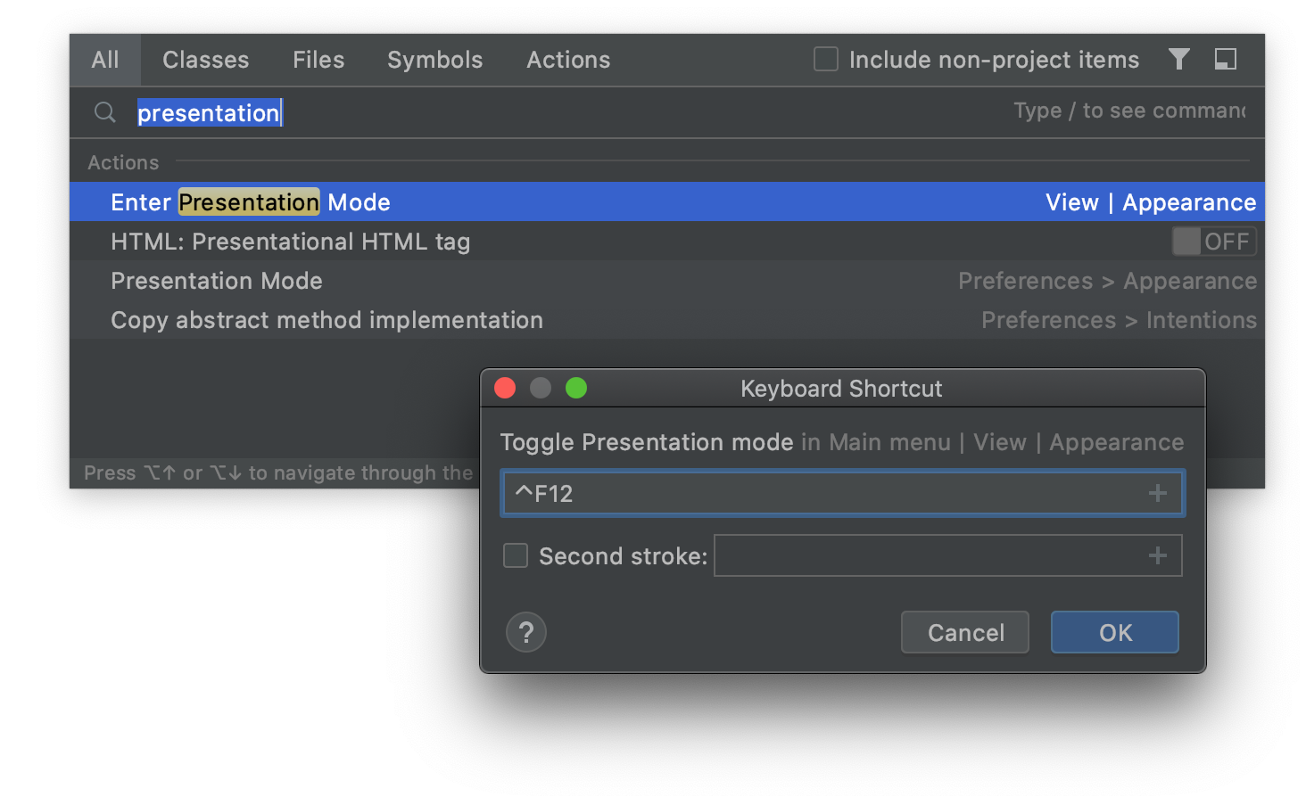 Add a shortcut to toggle Presentation Mode