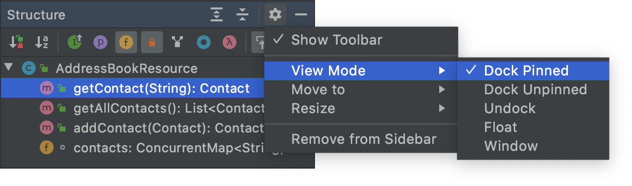 Tool window view modes