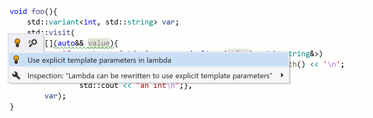 Lambda can be rewritten to use explicit template parameters