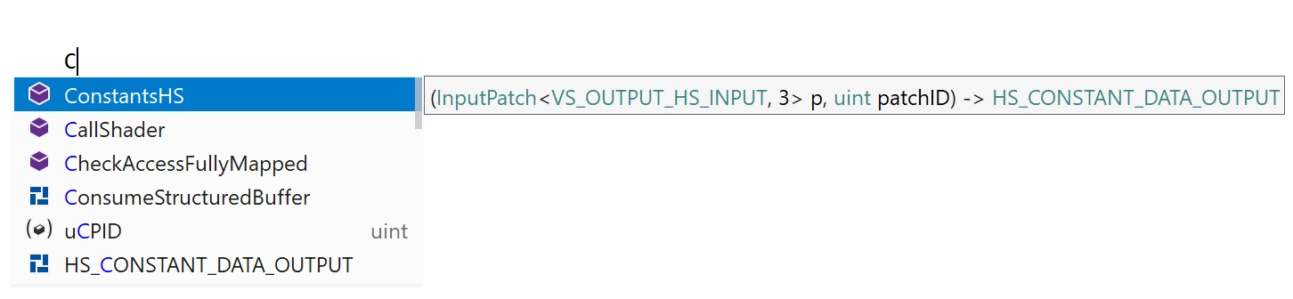 HLSL : saisie automatique du code