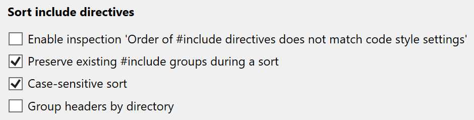 Sort include directives