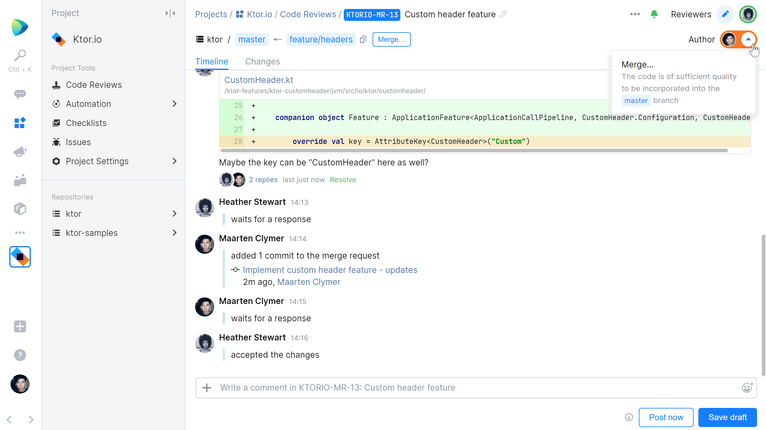 Merge changes once all code looks good and comments are resolved