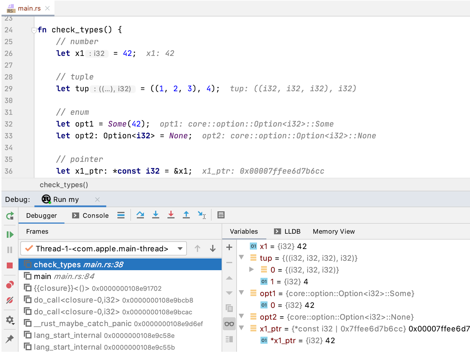 LLDB types rendering