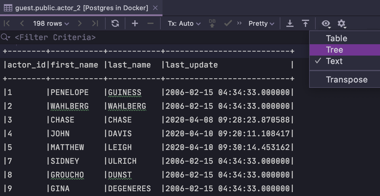 datagrip hide parameters view