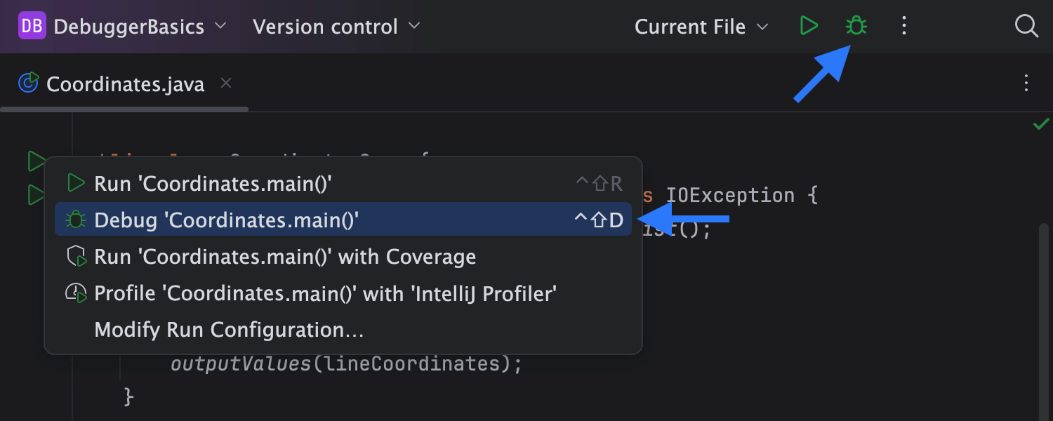 Launch Debugger in IntelliJ IDEA