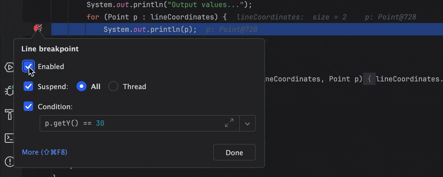 Disable a breakpoint