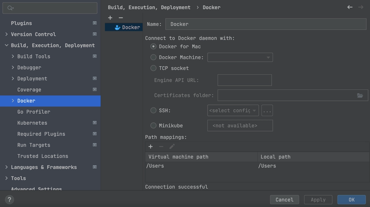 docker settings