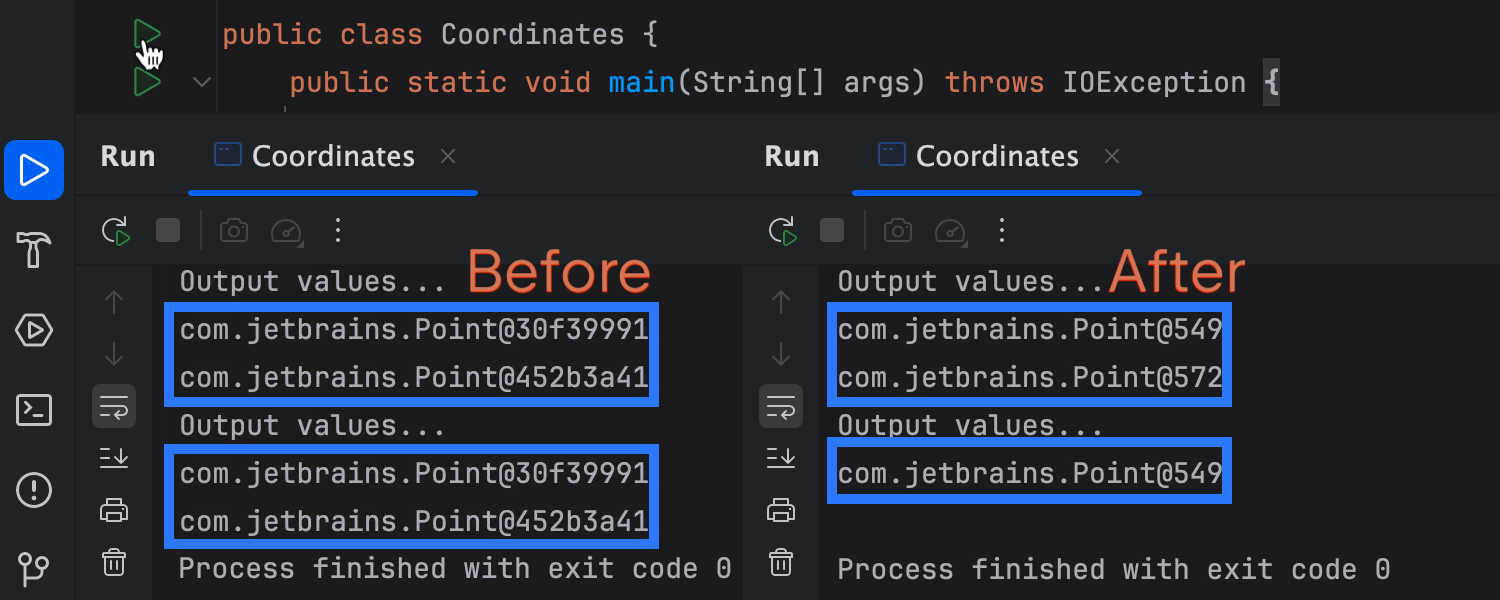 Run Java code after fixing the bug