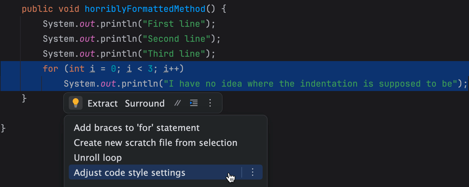 Adjust code style setting