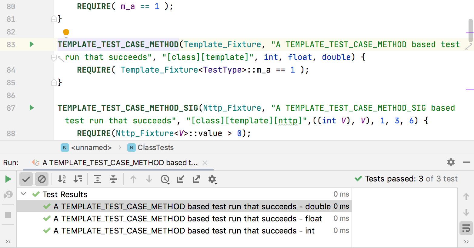 Catch2 template tests