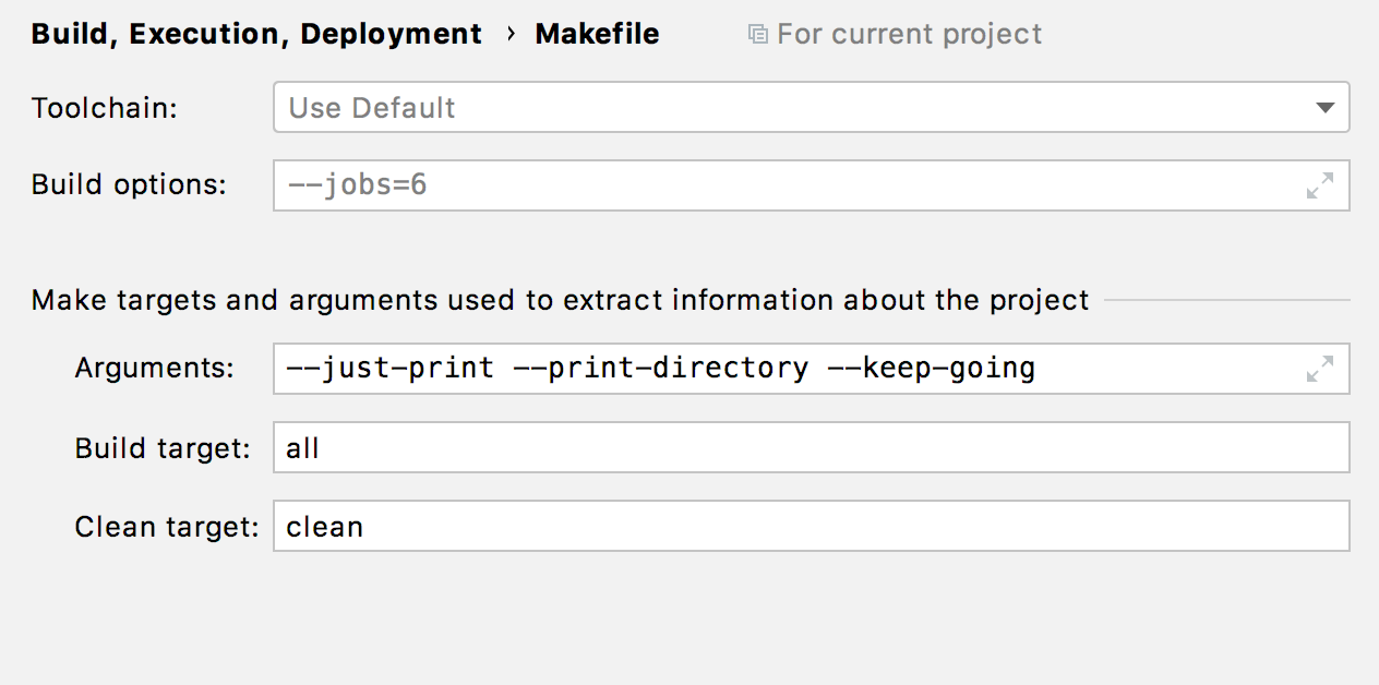 Makefile settings