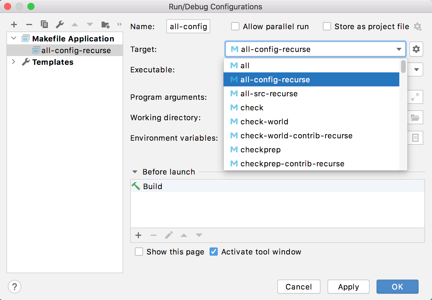 Makefile App configuration