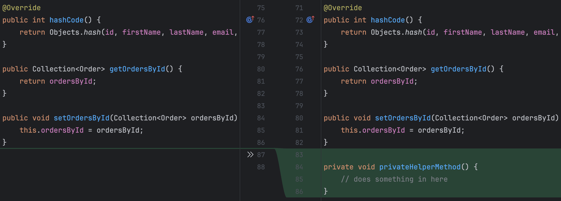 Code Arrange for methods applied (example)