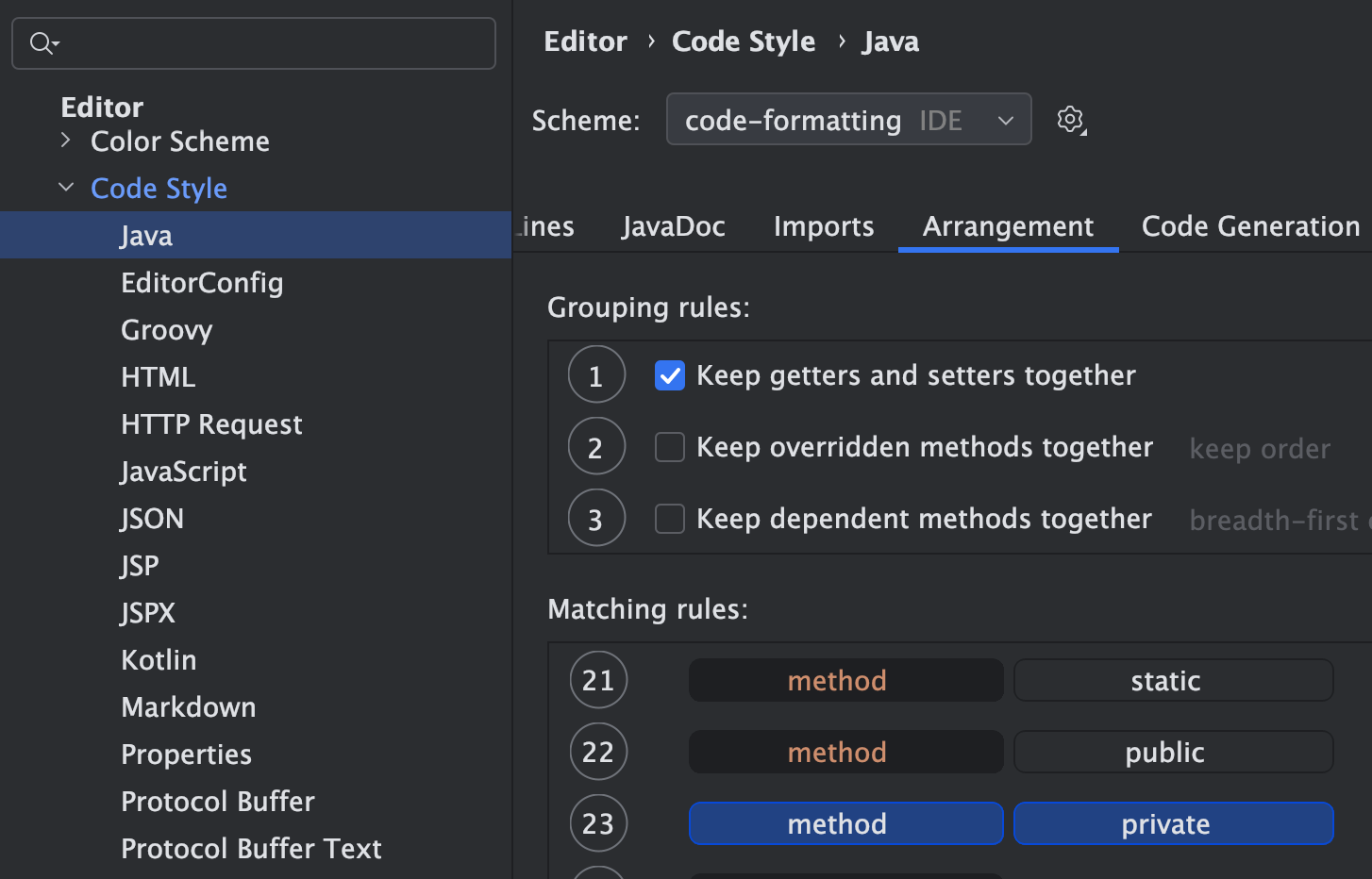 Arrange order for methods