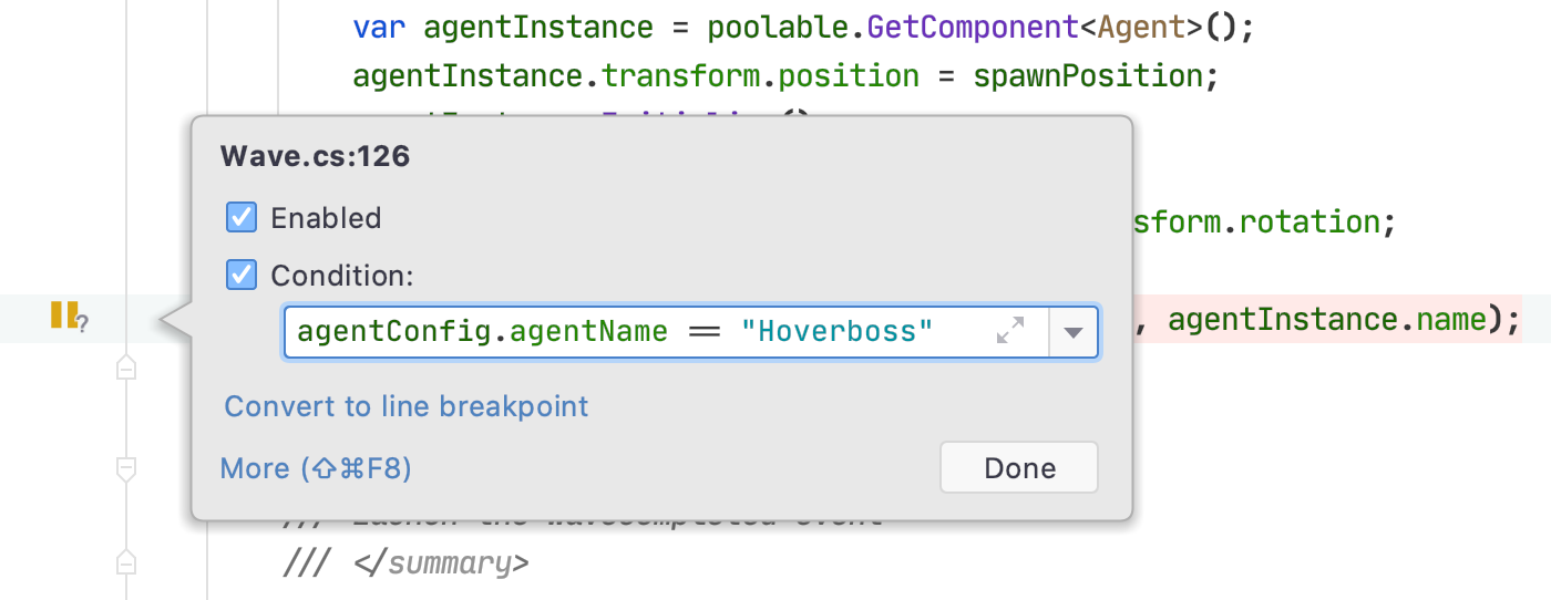 Viewing the configuration for a conditional pausepoint