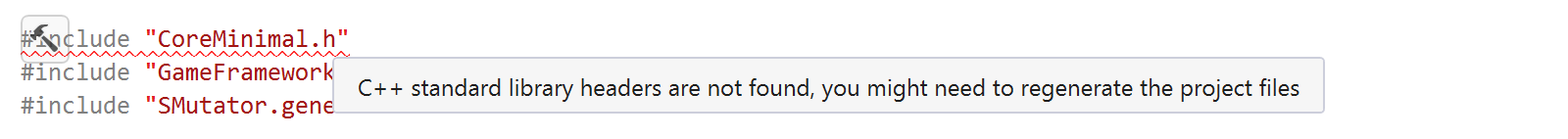 C++ standard library headers cannot be resolved in an Unreal Engine source file. You might need to regenerate the project files.