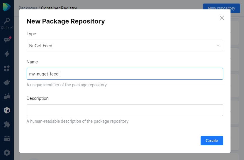 Space Packages. Create NuGet feed