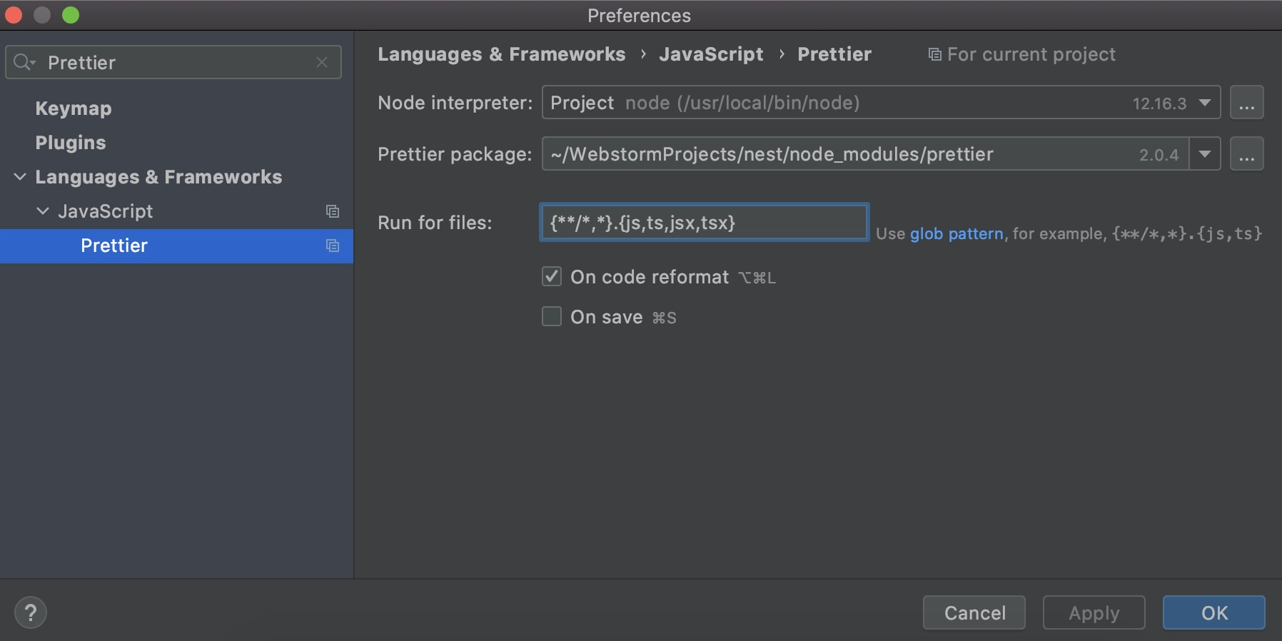 download webstorm prettier on save