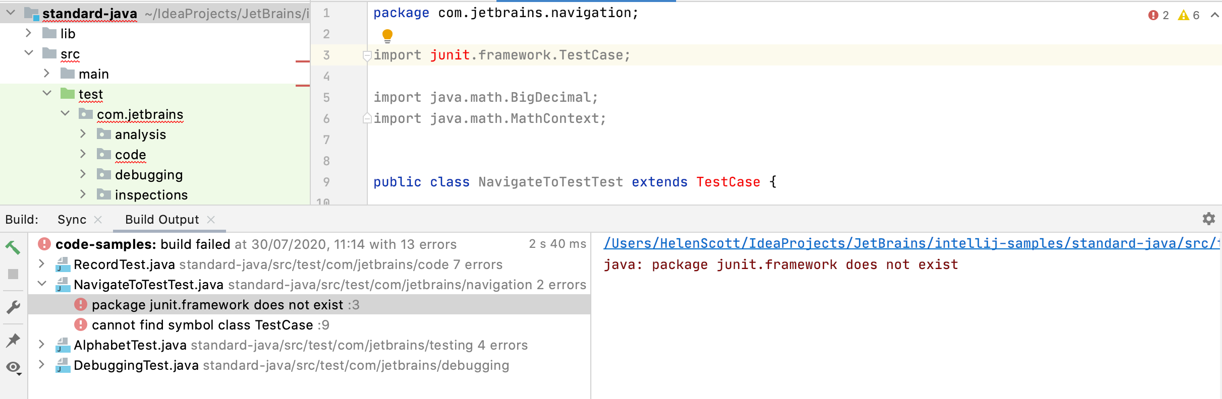 Junit 3 Test Error