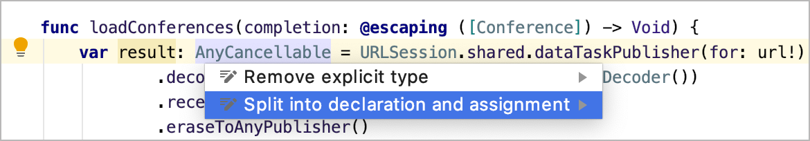 Split declaration and assignment