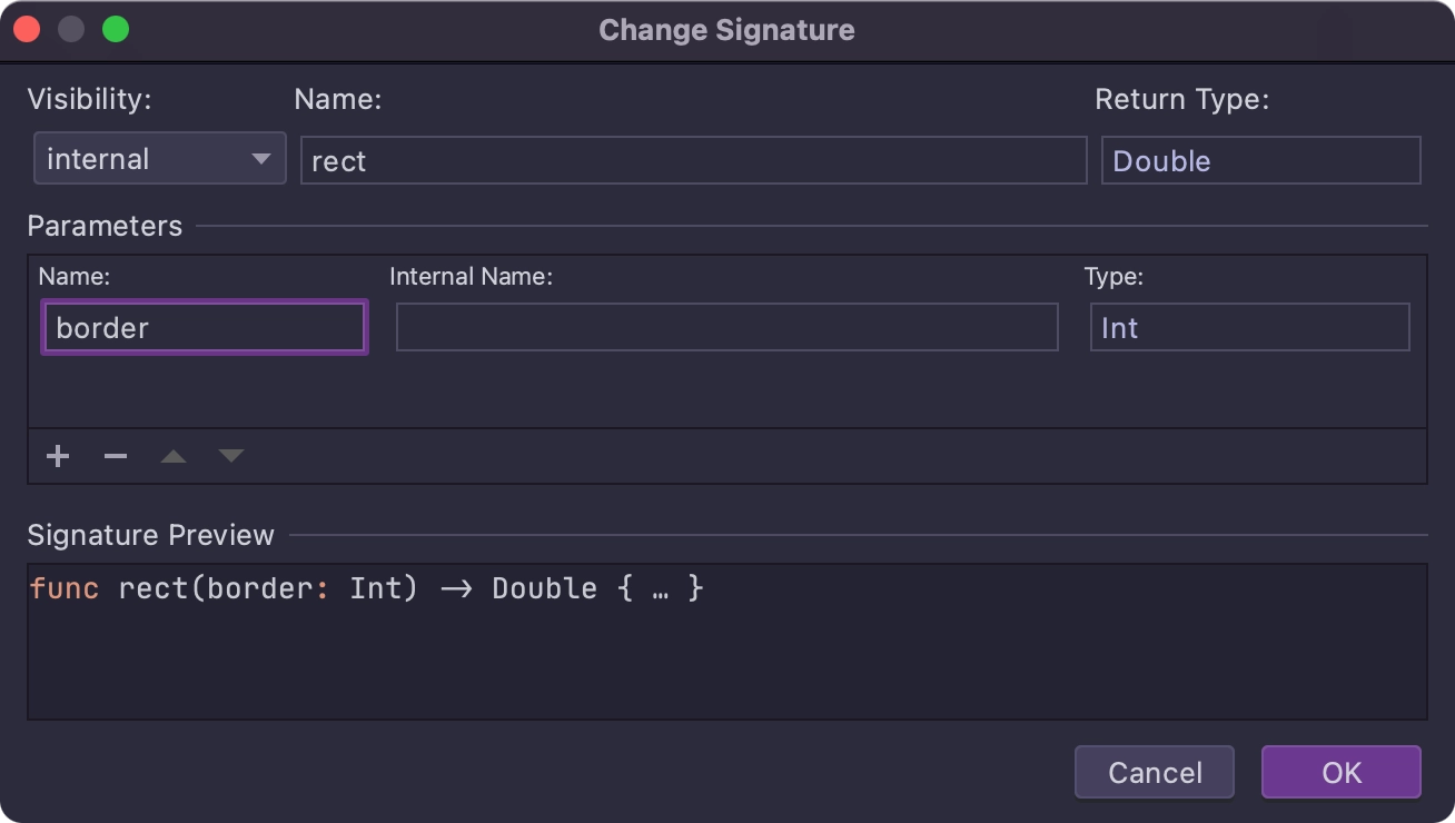 Change Signature controls