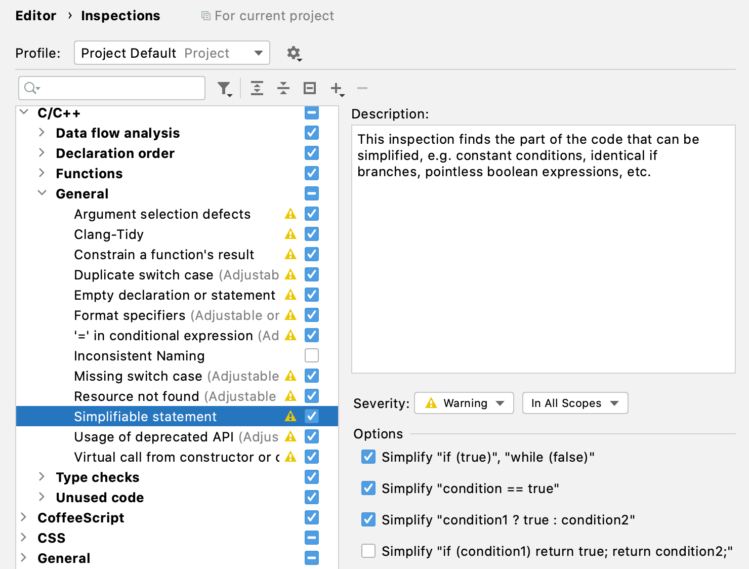 Simplify settings