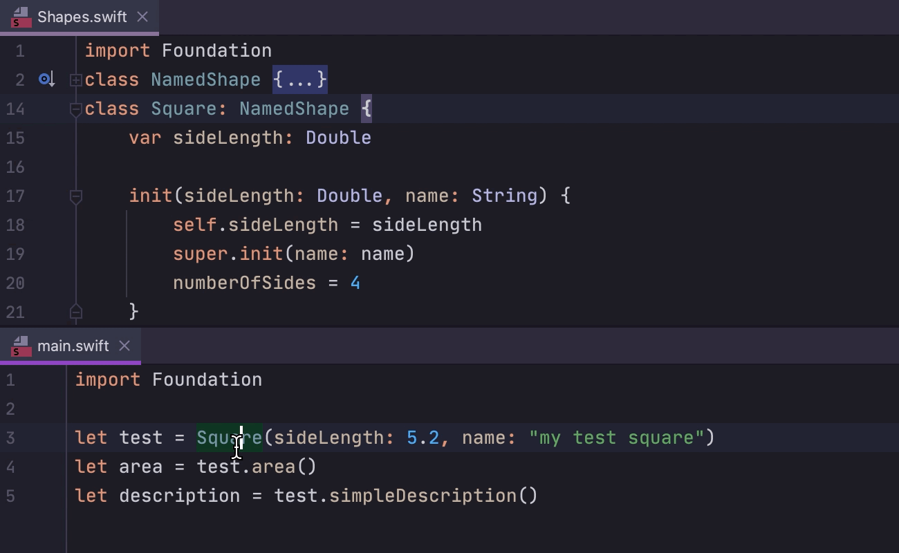 Swap parameters