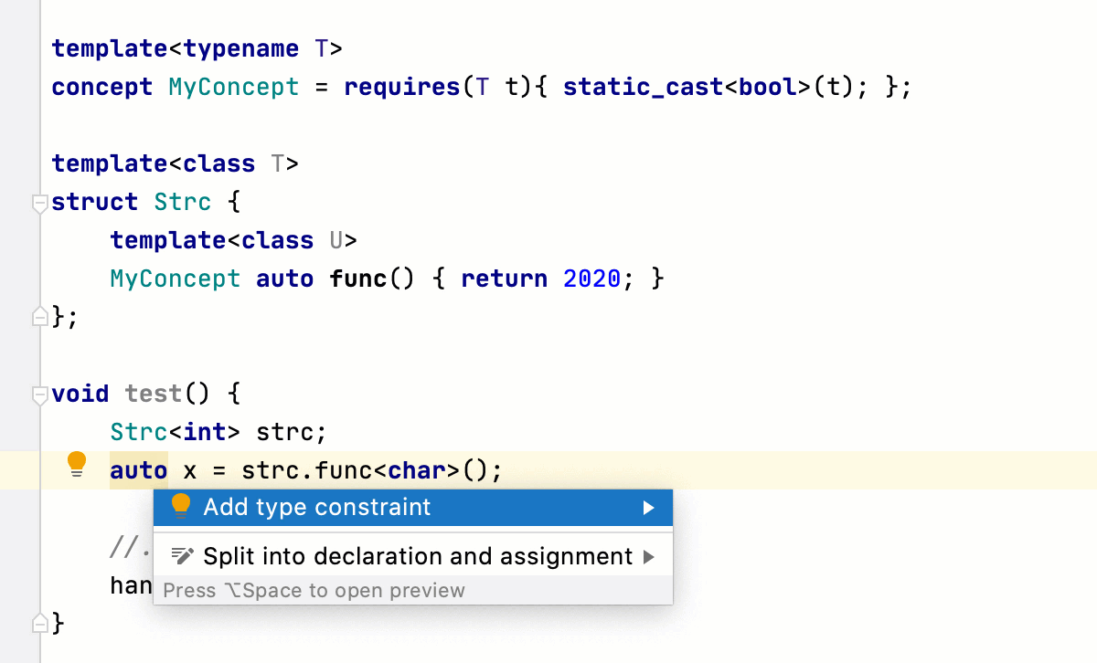 Concept call constraint