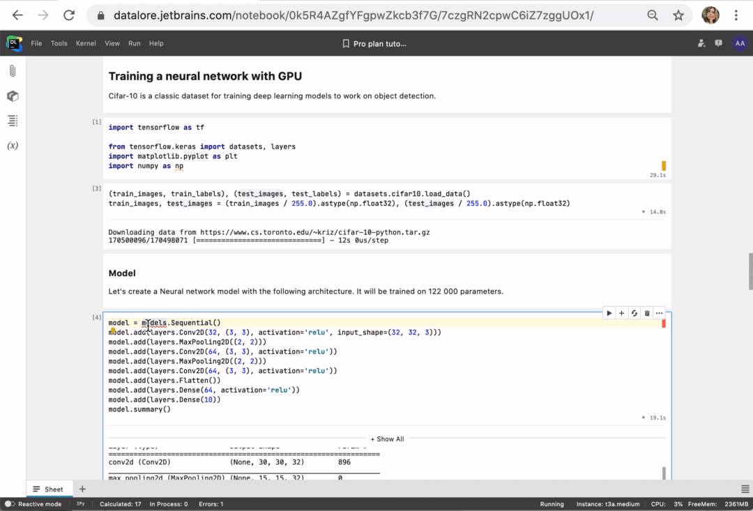 Coding assistance in Datalore