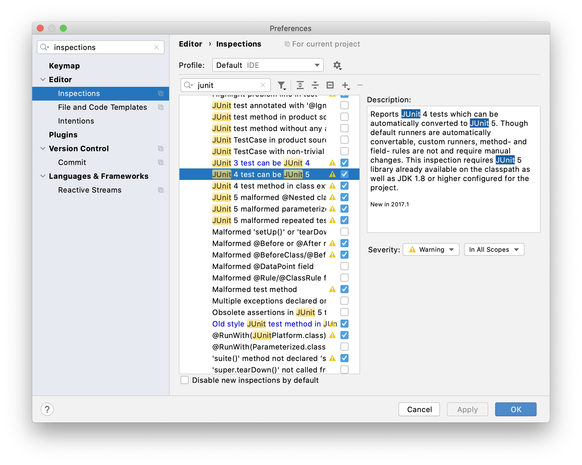 Junit 4 can be 5