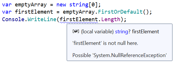 Fix incorrect nullability analysis for FirstOrDefault with JetBrains Annotations