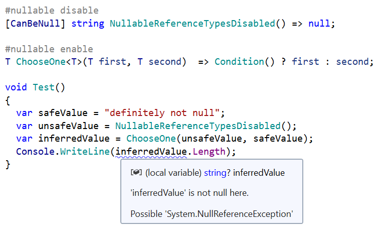 Nullability type inference