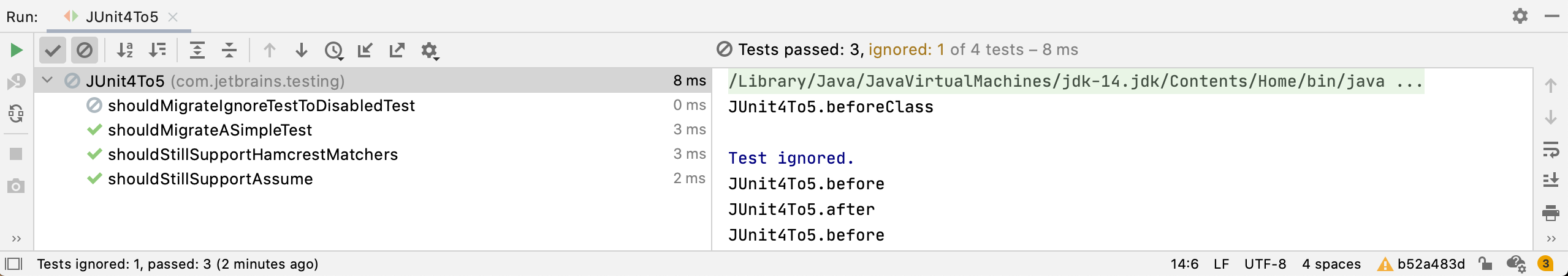 Test Run Window IntelliJ