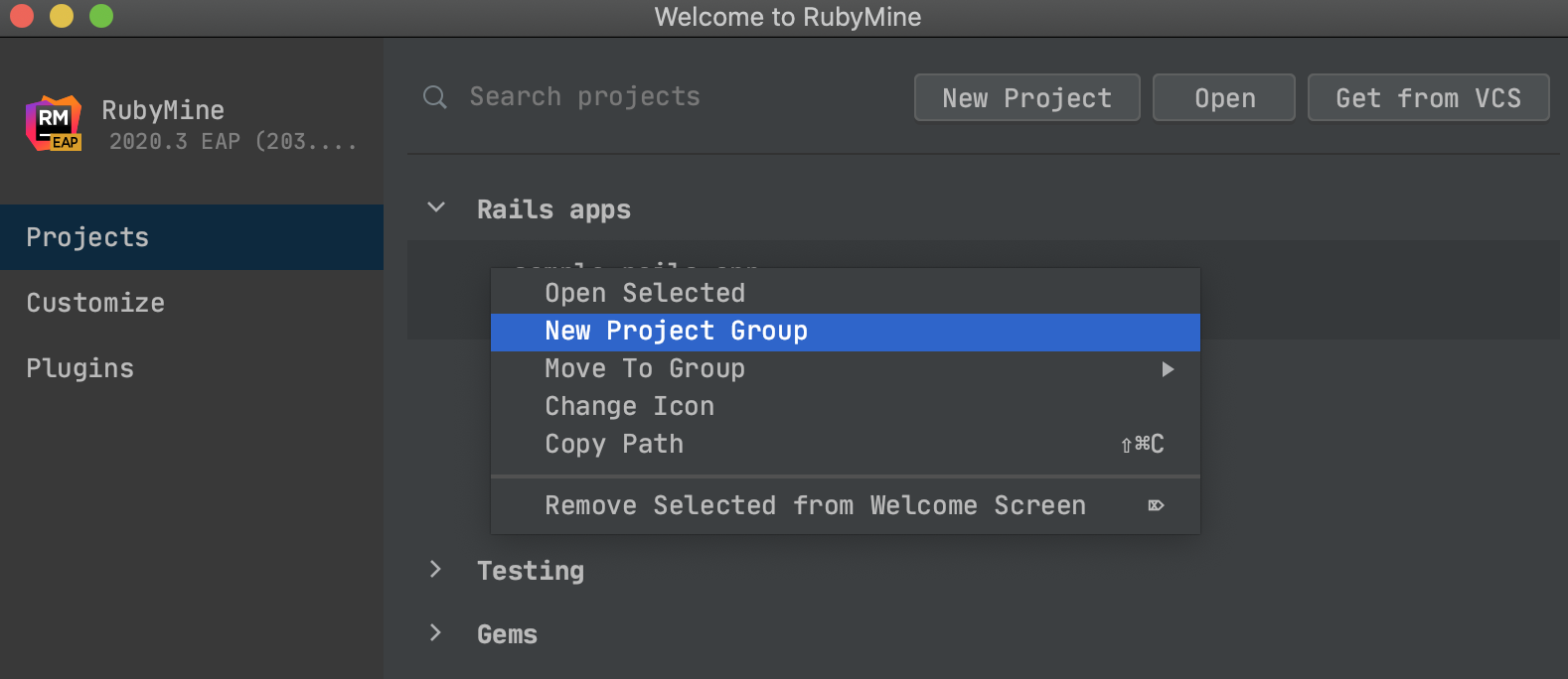 Create project groups