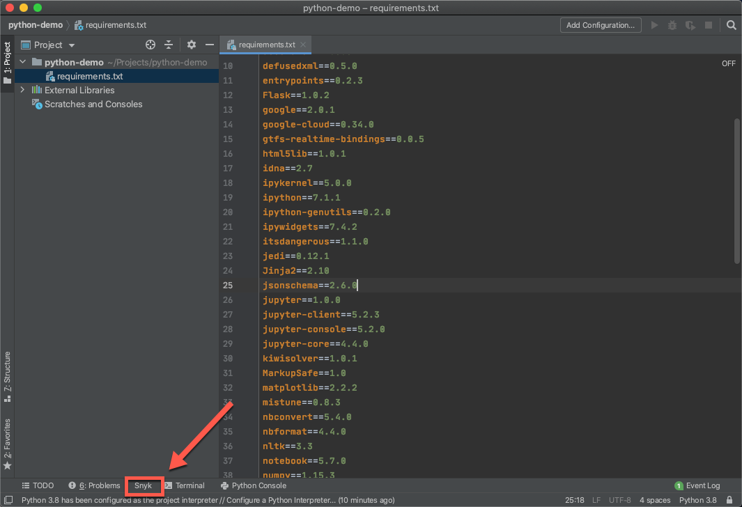 plugin snyk pycharm vulnerabilities