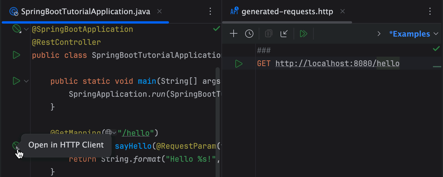 Generate HTTP request right in the IDE