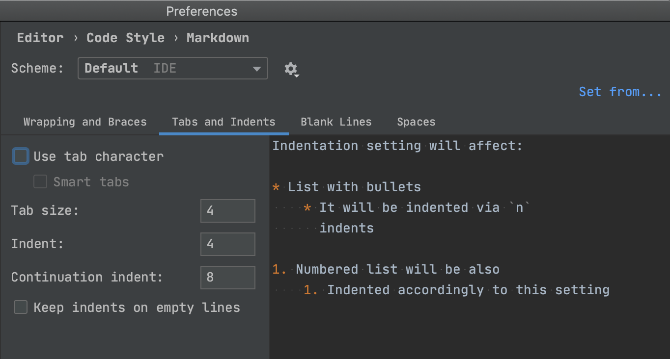 Markdown preferences