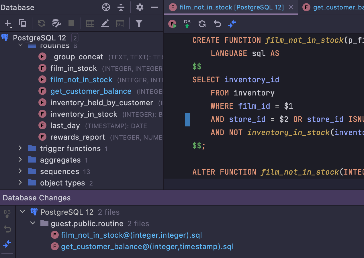 datagrip parameters