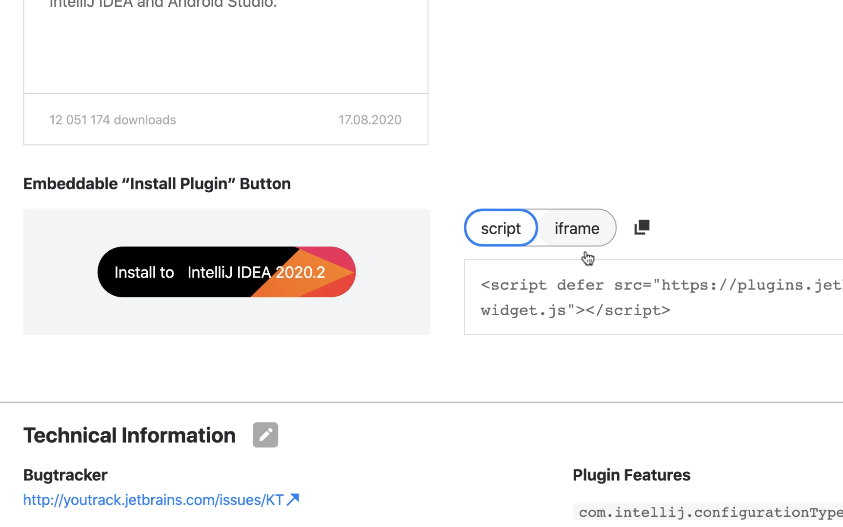 Embeddable Widgets - Install to IDE