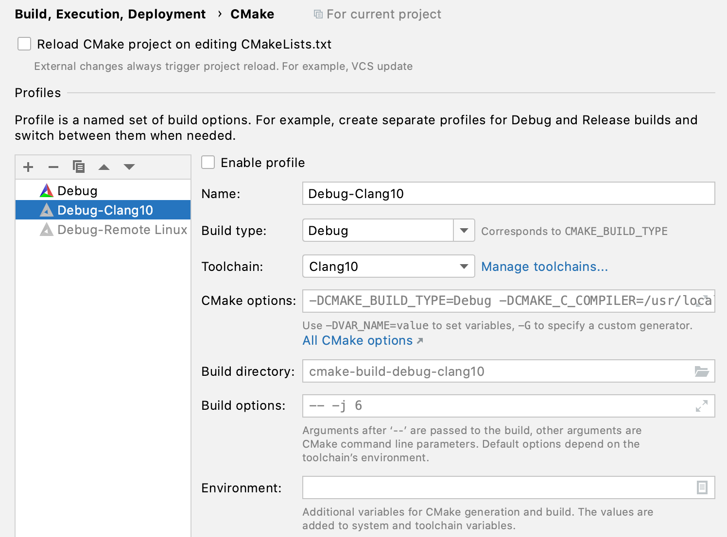 CMake profiles