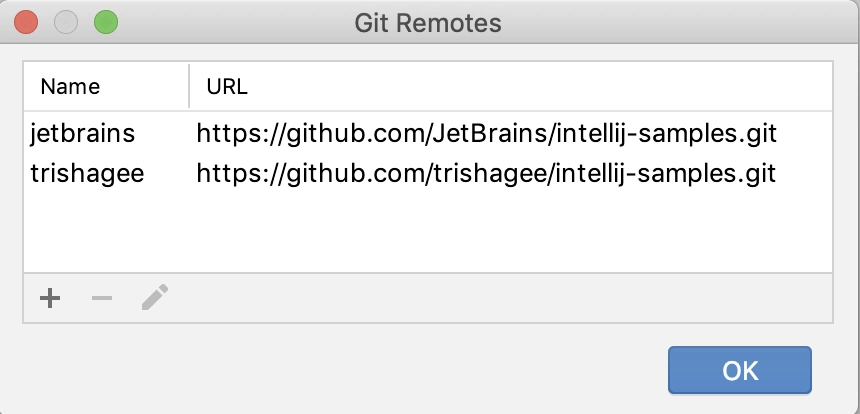 IntelliJ manage and rename remotes